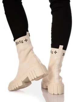 Dirty Ankle Boots, Beige -Straßenmode Kleidung dirty ankle boots beige 2