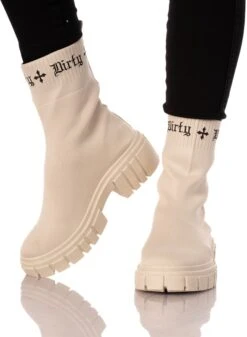 Dirty Ankle Boots, Beige