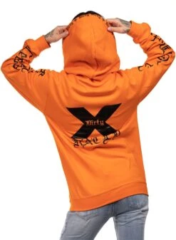 Dirty B F X-Rated Zip Hoodie, Orange N Black -Straßenmode Kleidung dirty b f x rated zip hoodie orange n black 2