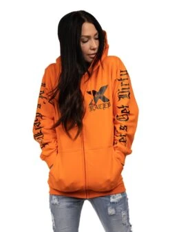 Dirty B F X-Rated Zip Hoodie, Orange N Black