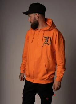 Dirty BAD 1 BF Zip Hoodie, Orange N Black -Straßenmode Kleidung dirty bad 1 bf zip hoodie orange n black 5