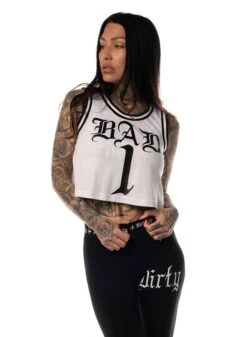 Dirty Bad 1 Cropped Mesh Top, White