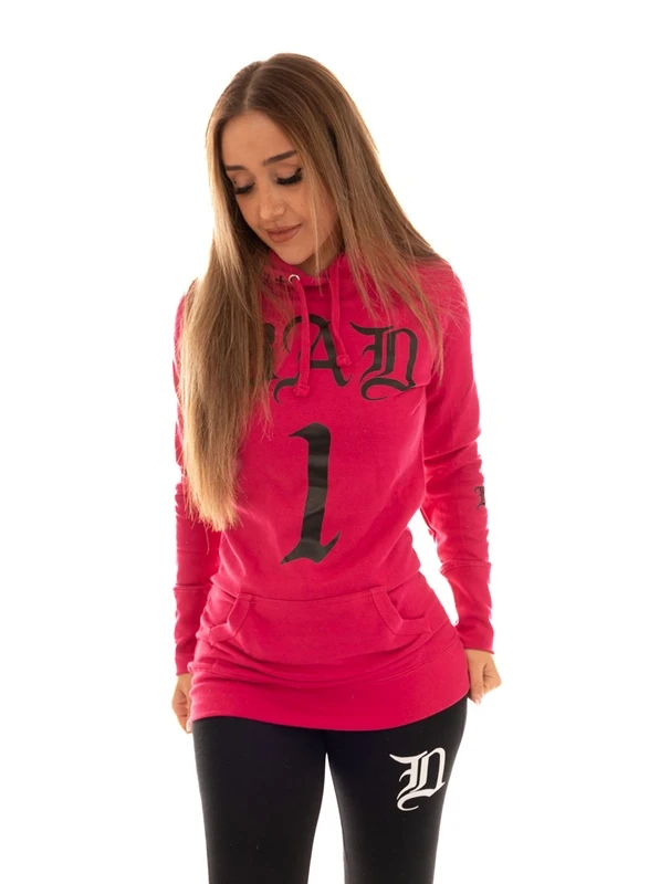 Dirty Bad 1 Long Hoodie, Pink 1 Dirty Bad 1 Long Hoodie, Pink