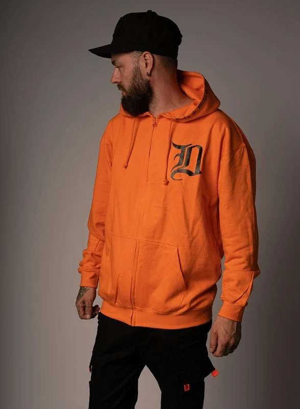 Dirty BAD 1 Men Zip Hoodie, Orange N Black 2 Dirty BAD 1 Men Zip Hoodie, Orange N Black – Bild 2