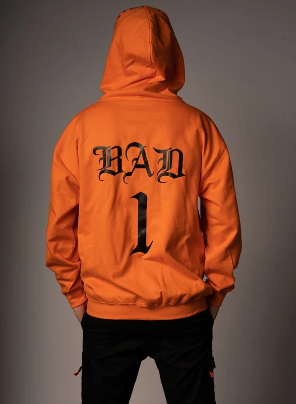 Dirty BAD 1 Men Zip Hoodie, Orange N Black 3 Dirty BAD 1 Men Zip Hoodie, Orange N Black – Bild 3
