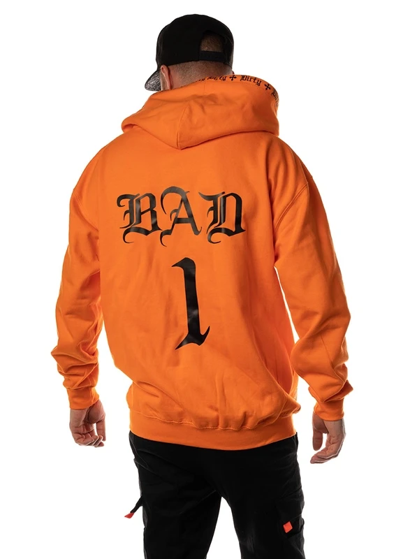 Dirty BAD 1 Men Zip Hoodie, Orange N Black 1 Dirty BAD 1 Men Zip Hoodie, Orange N Black