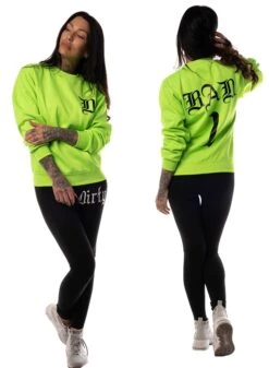 Dirty Bad 1 Sweatshirt, Neon Green -Straßenmode Kleidung dirty bad 1 sweatshirt neon green 2