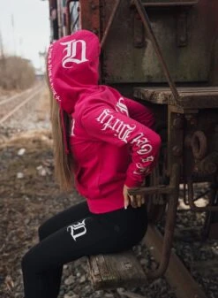 Dirty BAD 1 Women Slim Fit Hoodie, Hot Pink -Straßenmode Kleidung dirty bad 1 women slim fit hoodie hot pink 4