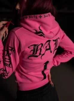Dirty Bad 1 Women Slim Fit Hoodie, Pink -Straßenmode Kleidung dirty bad 1 women slim fit hoodie pink 1