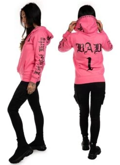 Dirty Bad 1 Women Slim Fit Hoodie, Pink -Straßenmode Kleidung dirty bad 1 women slim fit hoodie pink 2