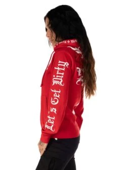 Dirty BAD 1 Women Slim Fit Hoodie, Red -Straßenmode Kleidung dirty bad 1 women slim fit hoodie red 3
