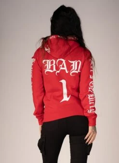 Dirty BAD 1 Women Slim Fit Hoodie, Red -Straßenmode Kleidung dirty bad 1 women slim fit hoodie red 6