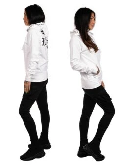 Dirty Bad 1 Women Slim Fit Hoodie, Vit -Straßenmode Kleidung dirty bad 1 women slim fit hoodie vit 2