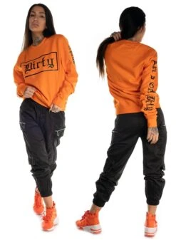 Dirty BF Fit Sweatshirt, Orange -Straßenmode Kleidung dirty bf fit sweatshirt orange 2