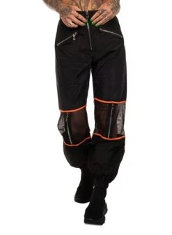 Dirty Black N Orange Mesh Pants