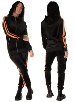 Dirty Black N Orange Velour Dress