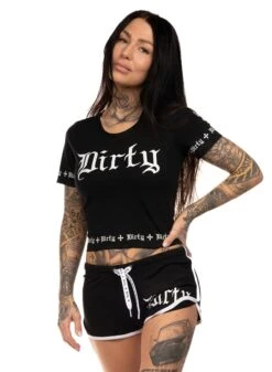 Dirty Black N White Crop Top