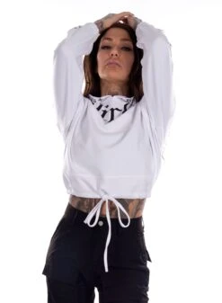 Dirty Chill Cropped Hoodie, White -Straßenmode Kleidung dirty chill cropped hoodie white 2