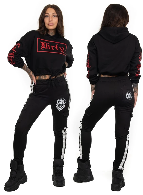 Dirty Cropped Hoodie, Black N Red 2 Dirty Cropped Hoodie, Black N Red – Bild 2