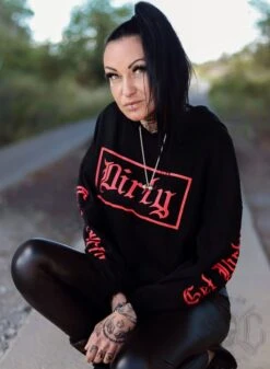 Dirty Cropped Hoodie, Black N Red 9 Dirty Cropped Hoodie, Black N Red -Straßenmode Kleidung dirty cropped hoodie black n red 2