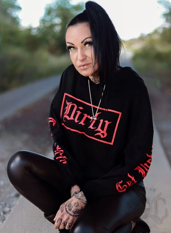 Dirty Cropped Hoodie, Black N Red 3 Dirty Cropped Hoodie, Black N Red – Bild 3