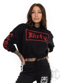 Dirty Cropped Hoodie, Black N Red 10 Dirty Cropped Hoodie, Black N Red -Straßenmode Kleidung dirty cropped hoodie black n red 3