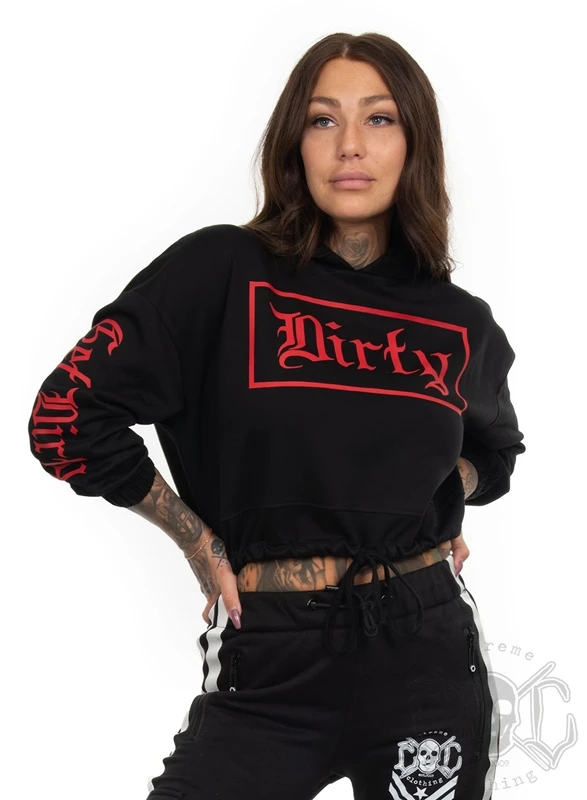 Dirty Cropped Hoodie, Black N Red 4 Dirty Cropped Hoodie, Black N Red – Bild 4