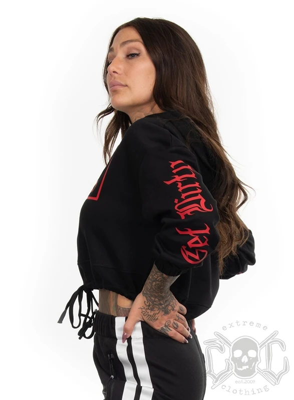 Dirty Cropped Hoodie, Black N Red 5 Dirty Cropped Hoodie, Black N Red – Bild 5