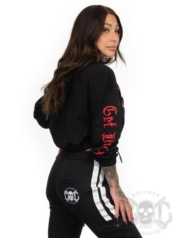 Dirty Cropped Hoodie, Black N Red 6 Dirty Cropped Hoodie, Black N Red – Bild 6
