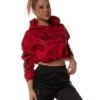 Dirty Cropped Hoodie, Red N Black