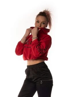 Dirty Cropped Hoodie, Red N Black -Straßenmode Kleidung dirty cropped hoodie red n black 2