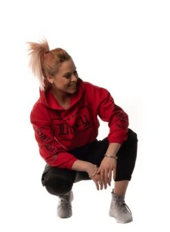 Dirty Cropped Hoodie, Red N Black -Straßenmode Kleidung dirty cropped hoodie red n black 3