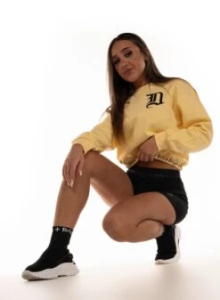 Dirty Cropped Sweatshirt, Yellow -Straßenmode Kleidung dirty cropped sweatshirt yellow 3