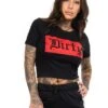 Dirty Cropped Top, Black N Red