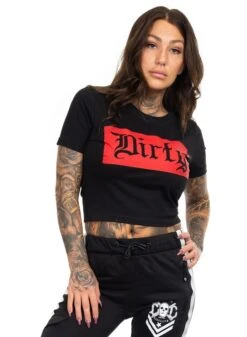 Dirty Cropped Top, Black N Red