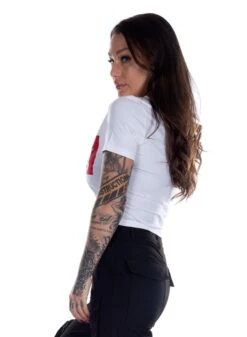 Dirty Cropped Top, White N Red 5 Dirty Cropped Top, White N Red -Straßenmode Kleidung dirty cropped top white n red 2