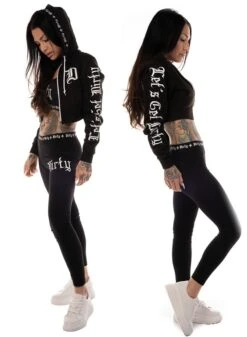 Dirty Cropped Zip Hoodie, Black N White -Straßenmode Kleidung dirty cropped zip hoodie black n white 2