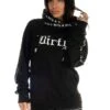 Dirty Cross Neck Hoodie, Black