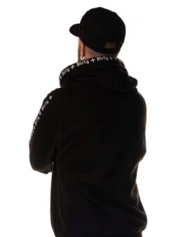 Dirty Cross Neck Hoodie Men, Black -Straßenmode Kleidung dirty cross neck hoodie men black 2