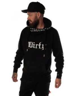 Dirty Cross Neck Hoodie Men, Black