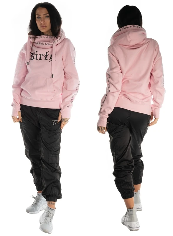 Dirty Cross Neck Hoodie, Rosa 3 Dirty Cross Neck Hoodie, Rosa – Bild 3