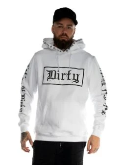 Dirty Men Unisex Hoodie, White N Black