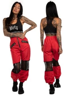 Dirty Red Mesh Pants -Straßenmode Kleidung dirty red mesh pants 2