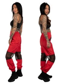 Dirty Red Mesh Pants -Straßenmode Kleidung dirty red mesh pants 3