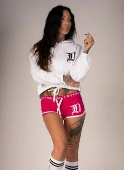 Dirty Shorts, Pink N White -Straßenmode Kleidung dirty shorts pink n white 4