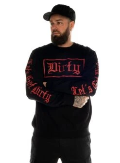 Dirty Sweatshirt Herr, Black N Red