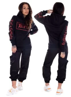 Dirty Unisex Hoodie, Black N Red -Straßenmode Kleidung dirty unisex hoodie black n red 2