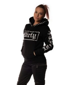 Dirty Unisex Hoodie, Black N White -Straßenmode Kleidung dirty unisex hoodie black n white 3