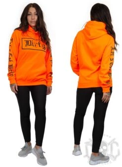 Dirty Unisex Hoodie, Neon Orange -Straßenmode Kleidung dirty unisex hoodie neon orange 5