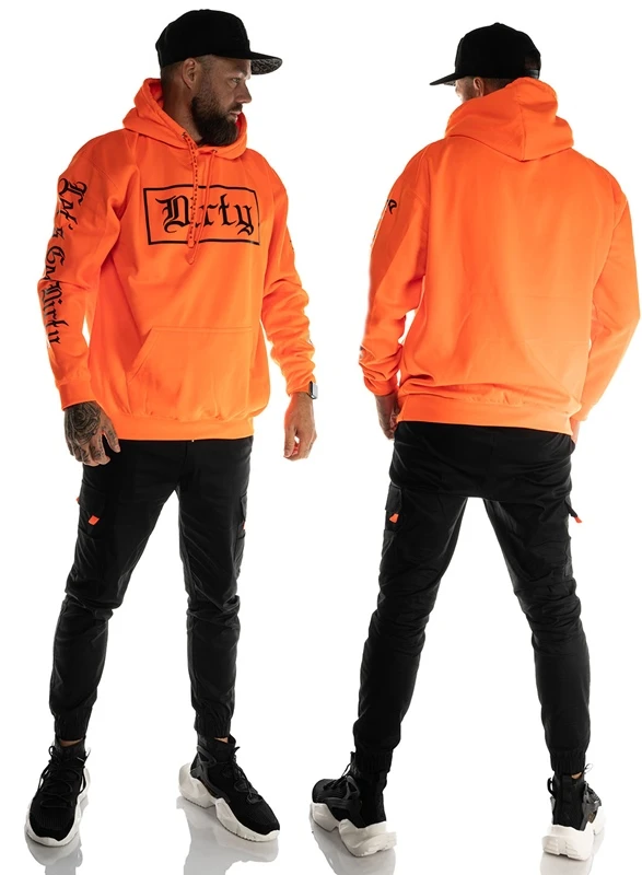 Dirty Unisex Hoodie, Neon Orange 2 Dirty Unisex Hoodie, Neon Orange – Bild 2